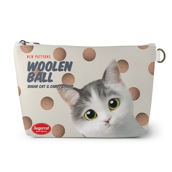 Dodam’s Woolen Ball New Patterns Leather Pouch (Triangle)
