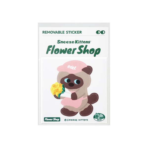 Snooze Kittens® Flower Shop Mocha Removable Sticker