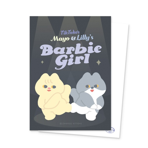 Snooze Kittens® Tiktoker Mayu &amp; Lilly&#039;s Barbie Girl Postcard