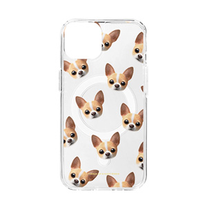 Yebin the Chihuahua Face Patterns Clear Gelhard Case (for MagSafe)