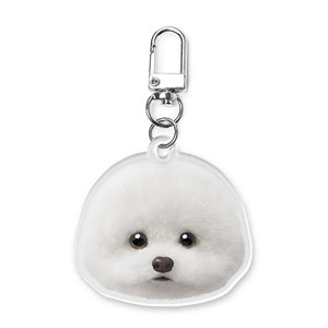 Dongle the Bichon Face Acrylic Keyring (2mm Thick)