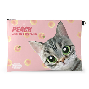 Momo the American shorthair cat’s Peach New Patterns Leather Clutch (Flat)
