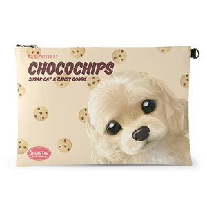 Momo the Cocker Spaniel’s Chocochips New Patterns Leather Clutch (Flat)