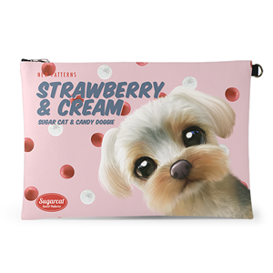 Sarang the Yorkshire Terrier’s Strawberry &amp; Cream New Patterns Leather Clutch (Flat)
