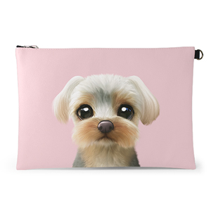 Sarang the Yorkshire Terrier Leather Clutch (Flat)