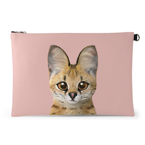 Scarlet the Serval Leather Clutch (Flat)