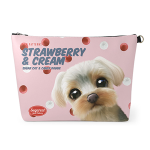 Sarang the Yorkshire Terrier’s Strawberry &amp; Cream New Patterns Leather Clutch (Triangle)