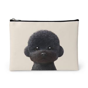 Cola the Medium Poodle Leather Pouch (Flat)
