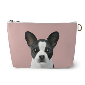 Franky the French Bulldog Leather Triangle Pouch