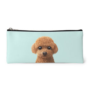 Hodoo the Poodle Leather Pencilcase (Flat)