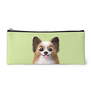 Jerry the Papillon Leather Pencilcase (Flat)