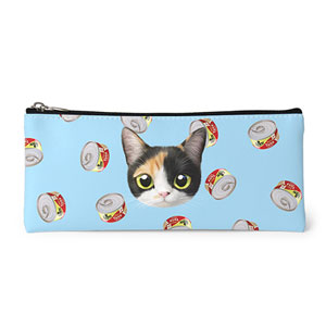 Chamchi’s Tuna Can Face Leather Pencilcase (Flat)