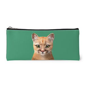 Porong the Puma Leather Pencilcase (Flat)