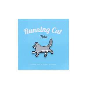 Running Cat Toto Metal Badge