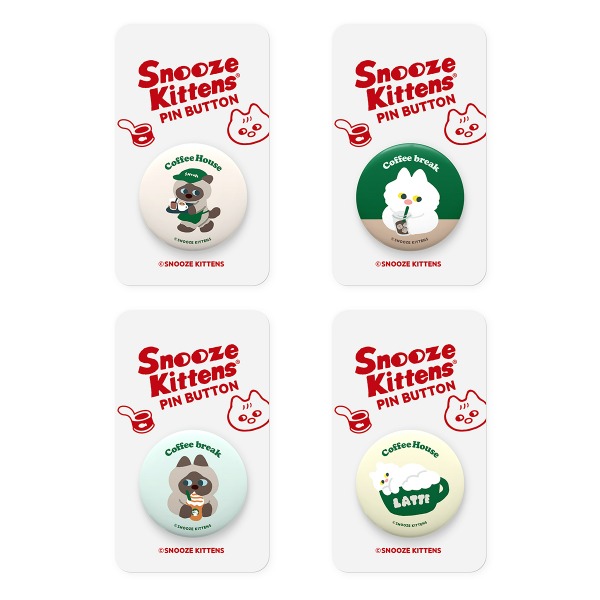 Snooze Kittens® Coffeehouse Pin Button 4types