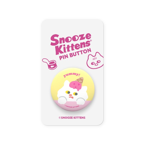Snooze Kittens® Cherry Icecream Snooze Pin Button