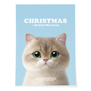 Christmas the British Shorthair Retro Art Poster