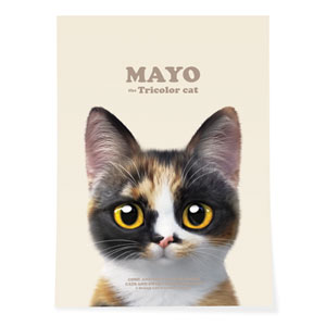 Mayo the Tricolor cat Retro Art Poster