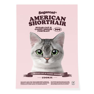 Cookie the American Shorthair New Retro Art Poster