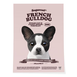 Franky the French Bulldog New Retro Art Poster