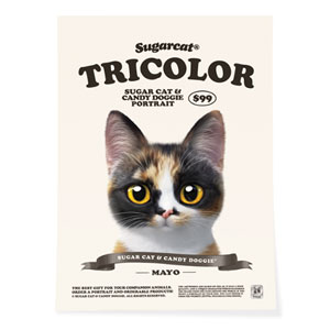 Mayo the Tricolor cat New Retro Art Poster