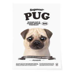 Puggie the Pug Dog New Retro Art Poster
