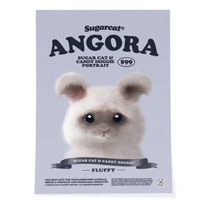 Fluffy the Angora Rabbit New Retro Art Poster