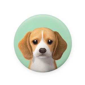 Bagel the Beagle Mirror Button
