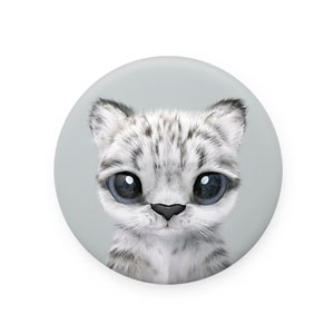 Yungki the Snow Leopard Mirror Button
