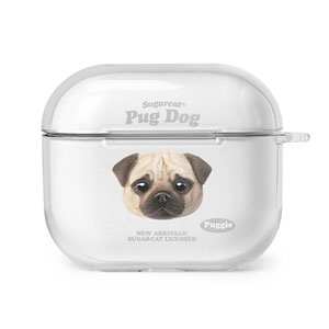 Puggie the Pug Dog TypeFace AirPods 3 Clear Hard Case