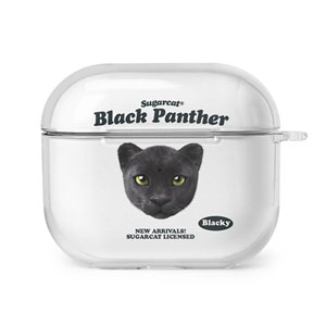 Blacky the Black Panther TypeFace AirPods 3 Clear Hard Case