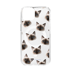 Mari Face Patterns Clear Gelhard Case (for MagSafe)