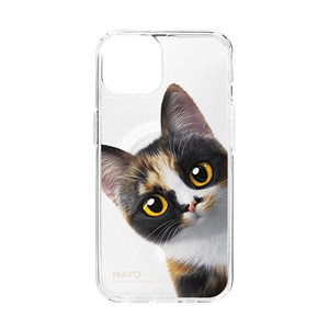 Mayo the Tricolor cat Peekaboo Clear Gelhard Case (for MagSafe)