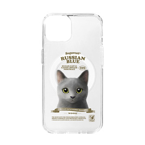 Woori the Russian Blue New Retro Clear Gelhard Case (for MagSafe)