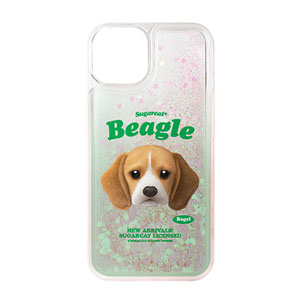 Bagel the Beagle TypeFace Aqua Glitter Case