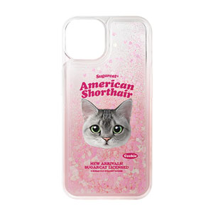 Cookie the American Shorthair TypeFace Aqua Glitter Case