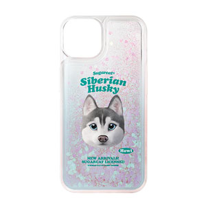 Howl the Siberian Husky TypeFace Aqua Glitter Case