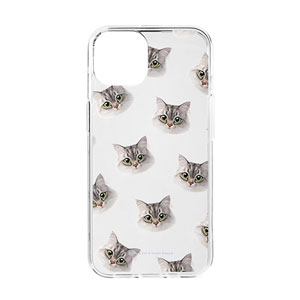 Miho the Norwegian Forest Face Patterns Clear Jelly/Gelhard Case