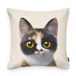 Mayo the Tricolor cat Throw Pillow