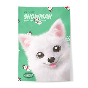 Dubu the Spitz’s Snowman New Patterns Fabric Poster