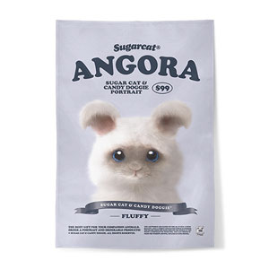 Fluffy the Angora Rabbit New Retro Fabric Poster