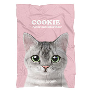 Cookie the American Shorthair Retro Fleece Blanket