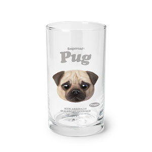 Puggie the Pug Dog TypeFace Cool Glass