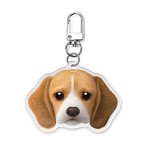 Bagel the Beagle Face Acrylic Keyring