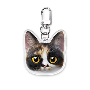 Mayo the Tricolor cat Face Acrylic Keyring