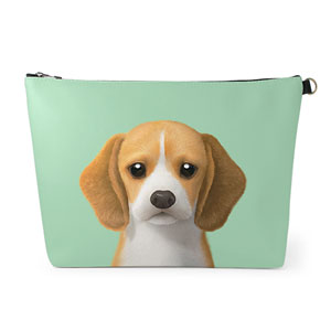Bagel the Beagle Leather Clutch (Triangle)
