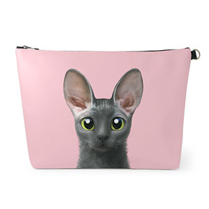 Cong the Cornish Rex Leather Clutch (Triangle)