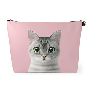 Cookie the American Shorthair Leather Clutch (Triangle)