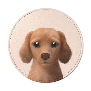 Baguette the Dachshund Leather Coaster