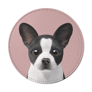 Franky the French Bulldog Leather Coaster